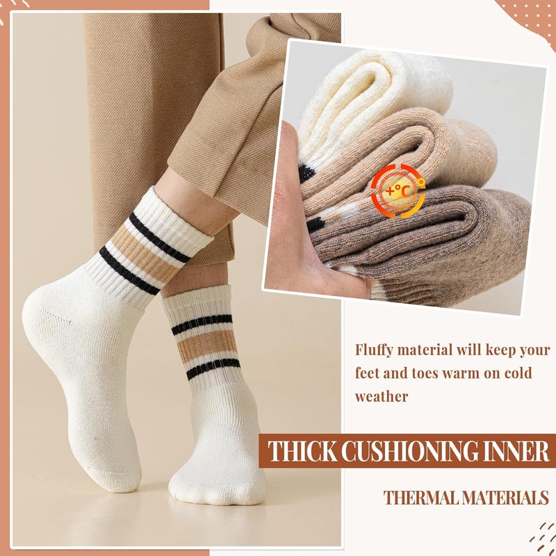 Velice Merino Wool Socks for Women 5 Pairs Warm Winter Hiking Thick Thermal Cozy Boot Work Soft Ladies Crew Socks - Image 2